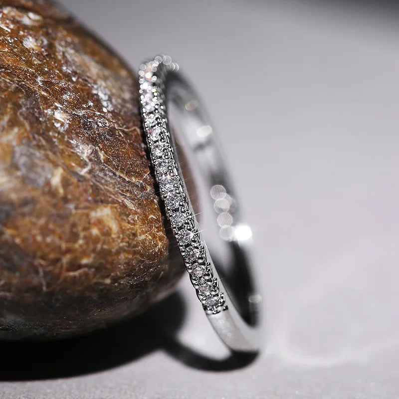 ELIN Huitan Rings
 (New Minimalist Thin  for Women Wedding Brilliant Cubic Zircon High Quality Versatile Female Finger Ring Jewelry)