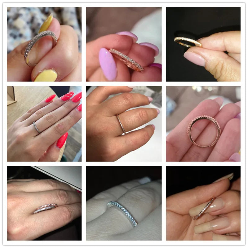 ELIN Huitan Rings
 (New Minimalist Thin  for Women Wedding Brilliant Cubic Zircon High Quality Versatile Female Finger Ring Jewelry)