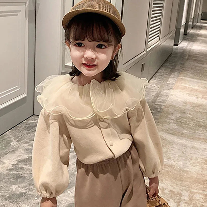 Girls Cardigan Jackets 2025 Fall Winter New Baby Cute Sweet Girls Clothing  Kids Children Top Lace Lapel Jacket For Girls Autumn