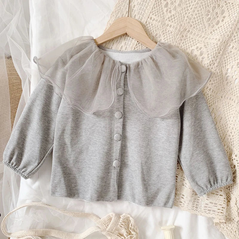 Girls Cardigan Jackets 2025 Fall Winter New Baby Cute Sweet Girls Clothing  Kids Children Top Lace Lapel Jacket For Girls Autumn