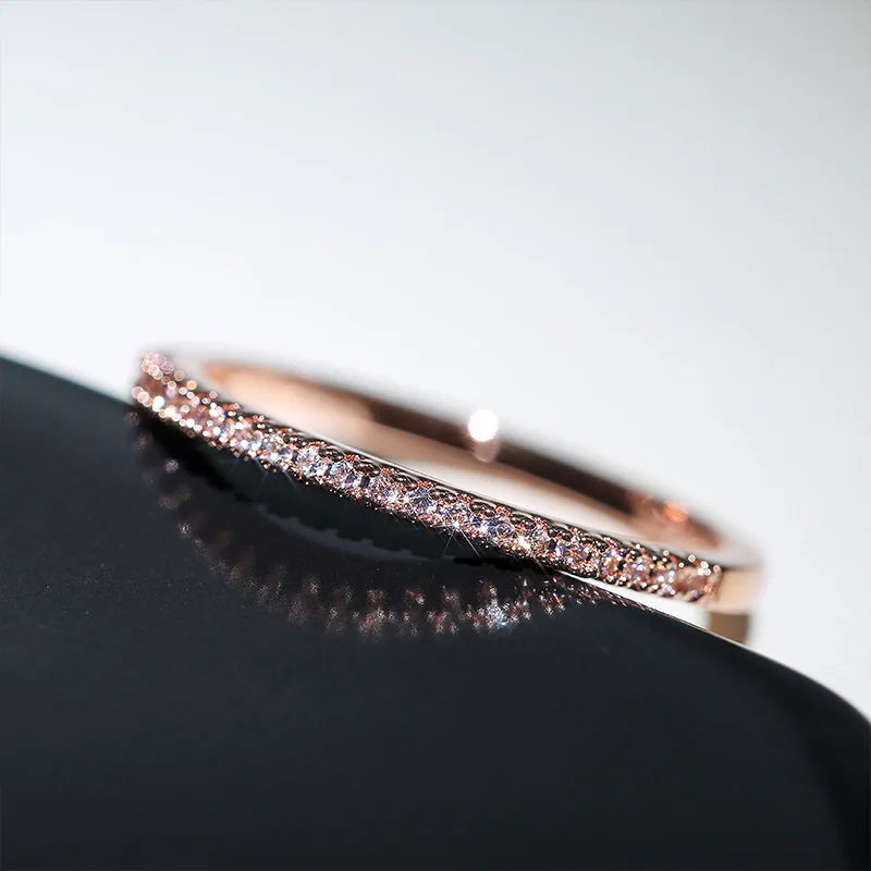 ELIN Huitan Rings
 (New Minimalist Thin  for Women Wedding Brilliant Cubic Zircon High Quality Versatile Female Finger Ring Jewelry)