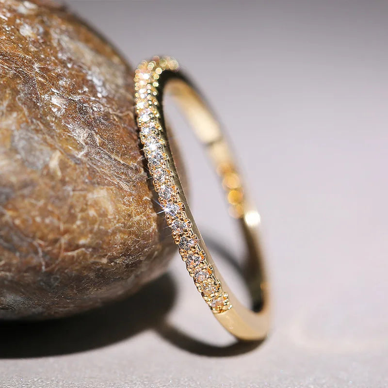 ELIN Huitan Rings
 (New Minimalist Thin  for Women Wedding Brilliant Cubic Zircon High Quality Versatile Female Finger Ring Jewelry)