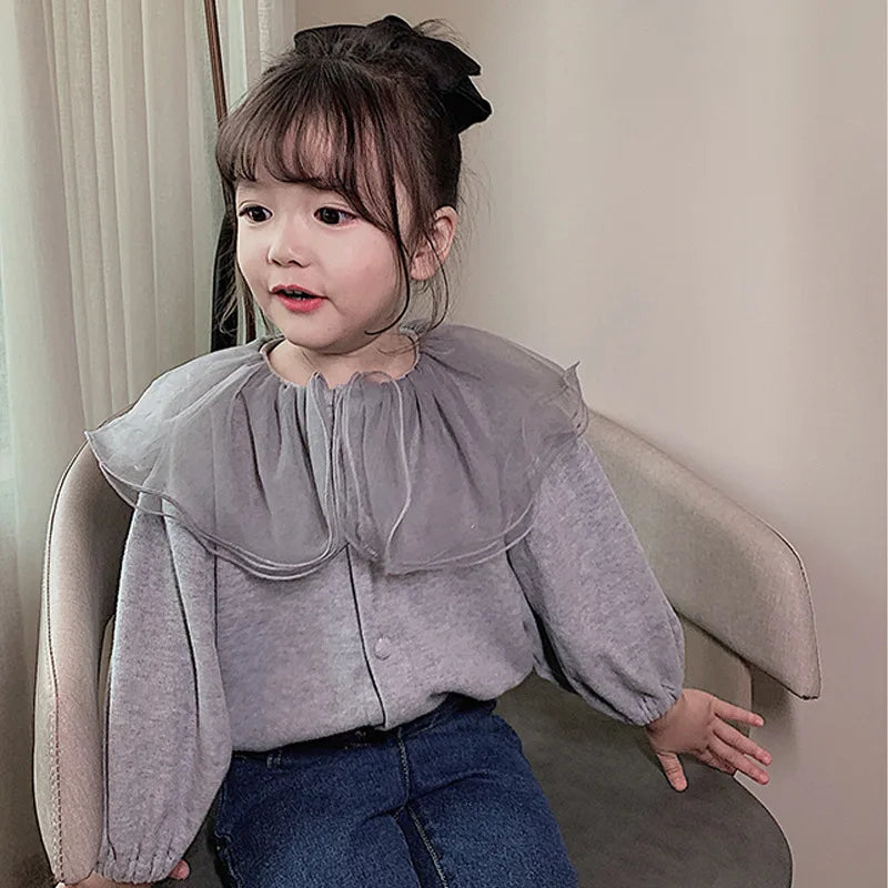 Girls Cardigan Jackets 2025 Fall Winter New Baby Cute Sweet Girls Clothing  Kids Children Top Lace Lapel Jacket For Girls Autumn