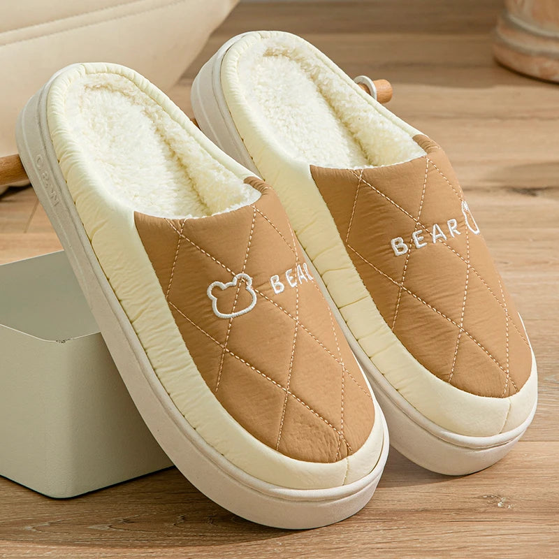 Women's Men's Thick Soft Bottom Home Slippers Household Plush Slippers Anti-slip Thermal Slippers Indoor Winter Couples Shoes