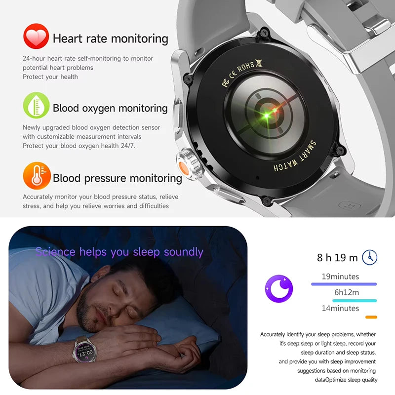 2025 New S4 Ultra Outdoor Sport Smart Watch Men AMOLED HD Screen NFC GPS Compass Heart rate Waterproof Bluetooth Call SmartWatch