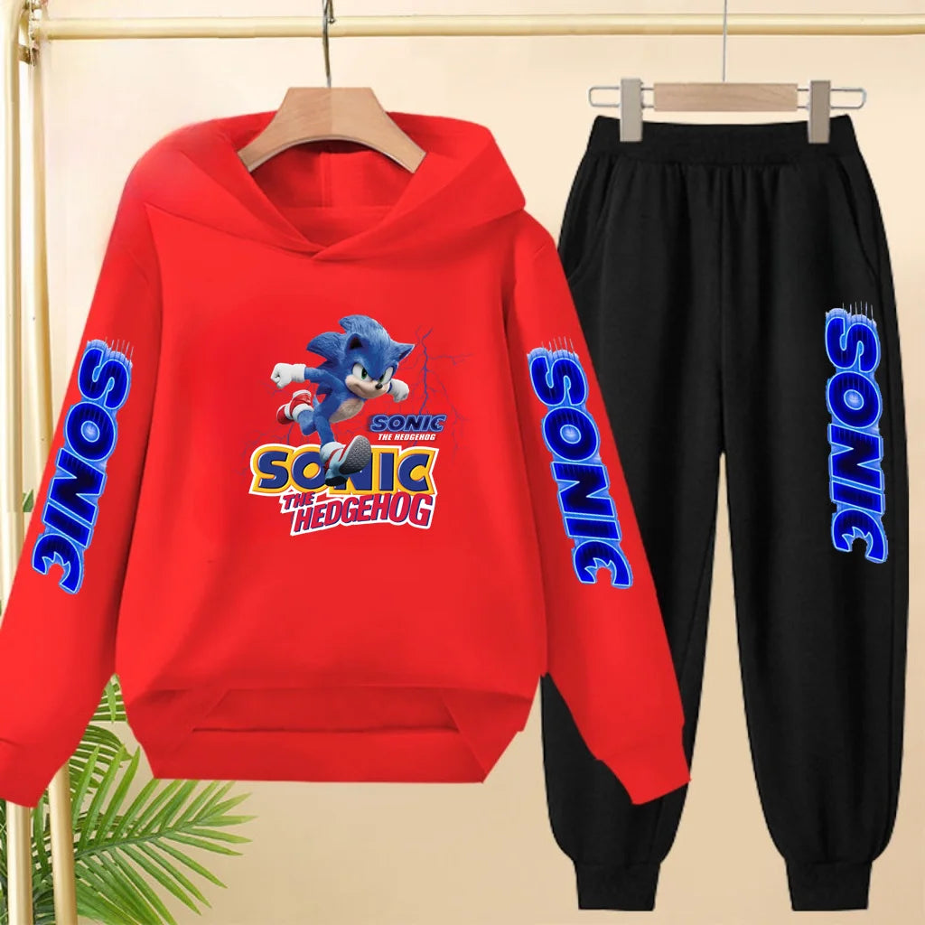 Kids 3-12Yrs Autumn Hoodie Anime Products Clothing Sports Pullover Sweatshirt+Pants Two-Piece Set Boys Girls Toddler Leisure Set