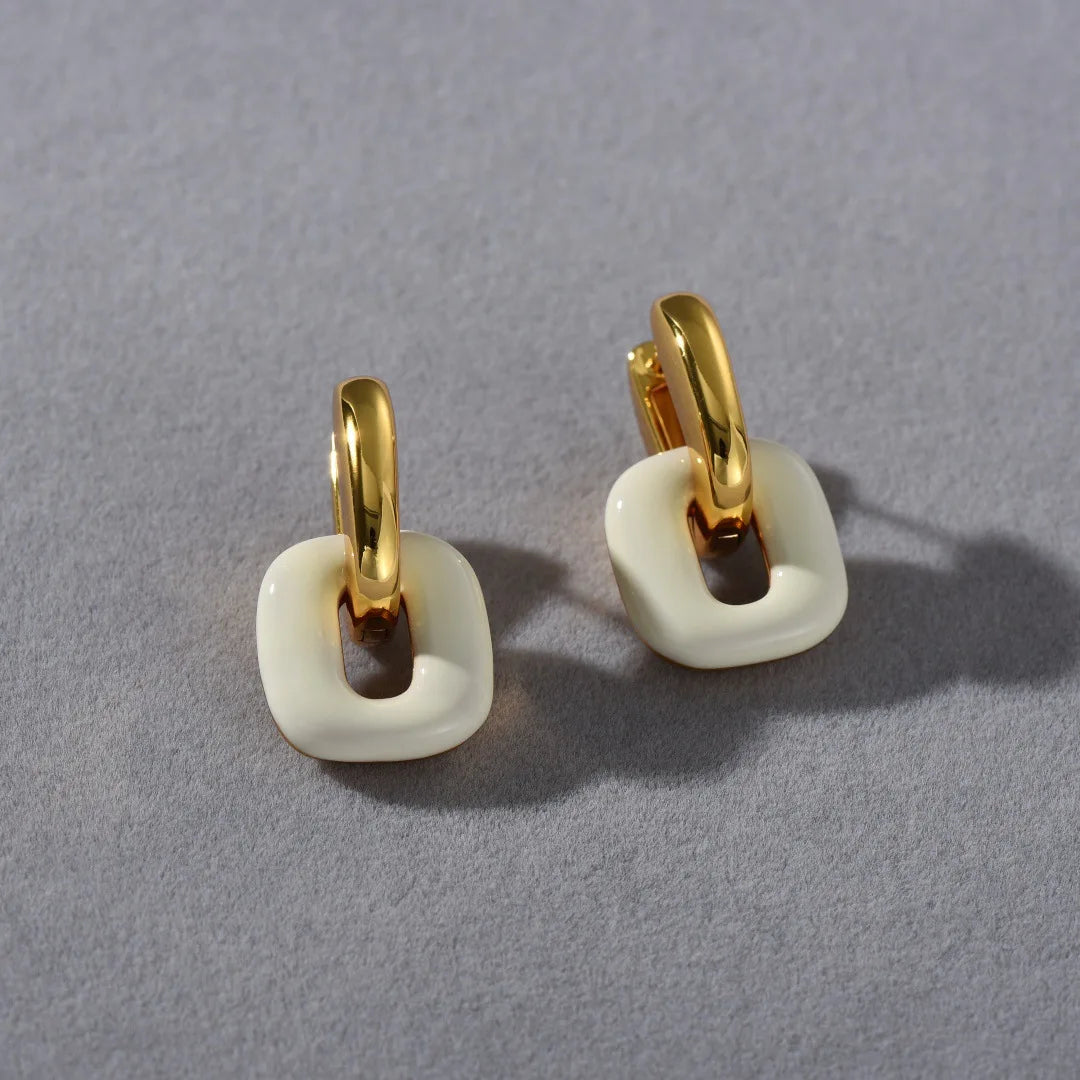 2025 Fashion Geometric Red White Earrings Woman Unique Design Comfortable Lightweight Jewelry