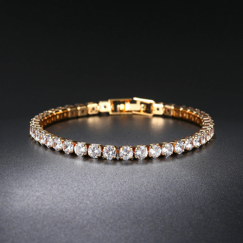 Hiphop Tennis Bracelet Homme Iced Out 3/4/5mm Cubic Zirconia Mens Crystal Chain