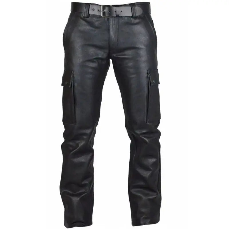 Spring Fashion Men's Fashion Rock Style PU Leather Pants Men's faux leather slim-fit motorcycle trousers