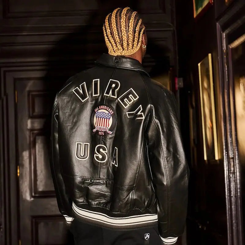 Hip hop american functional style letter embroidered leather jacket loose couple short winter jacket men y2k men clothing
