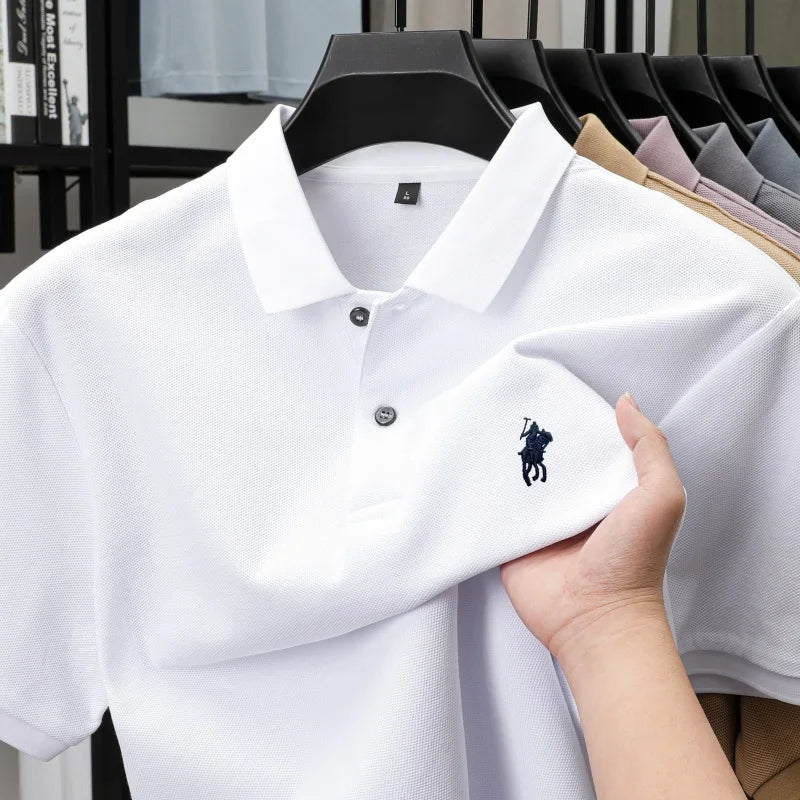 100% pure cotton fashion luxury brand pony embroidered comfortable POLO shirt for summer mens new striped exquisite short sleeve