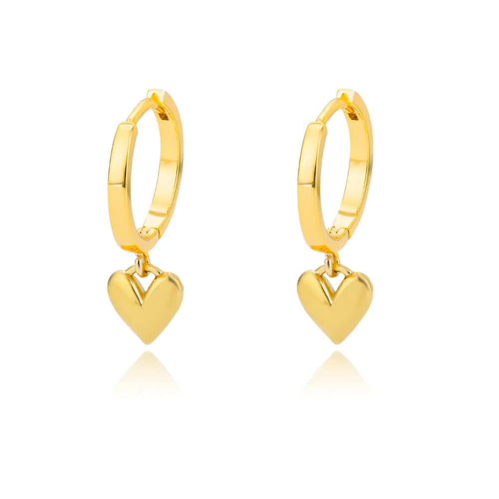 Hollow Zircon Heart Earrings For Women Stainless Steel Gold Color.