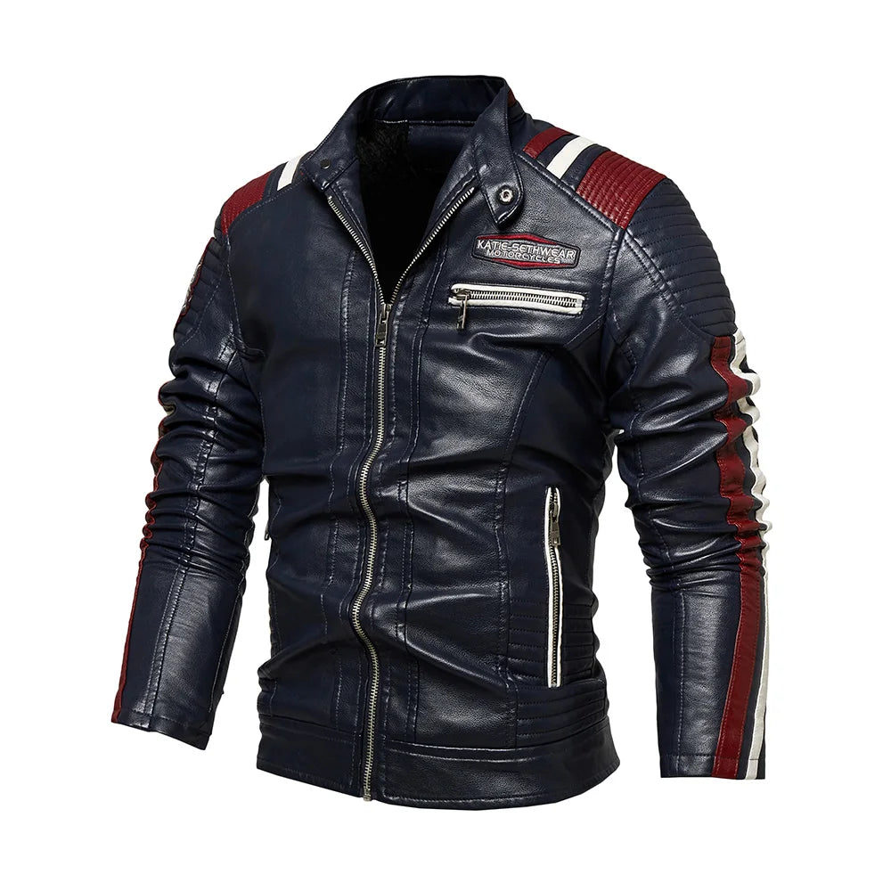 Men's Faux Leather Jacket Motorcycle Jacket Waterproof Windproof PU Moto Vintage Bomber