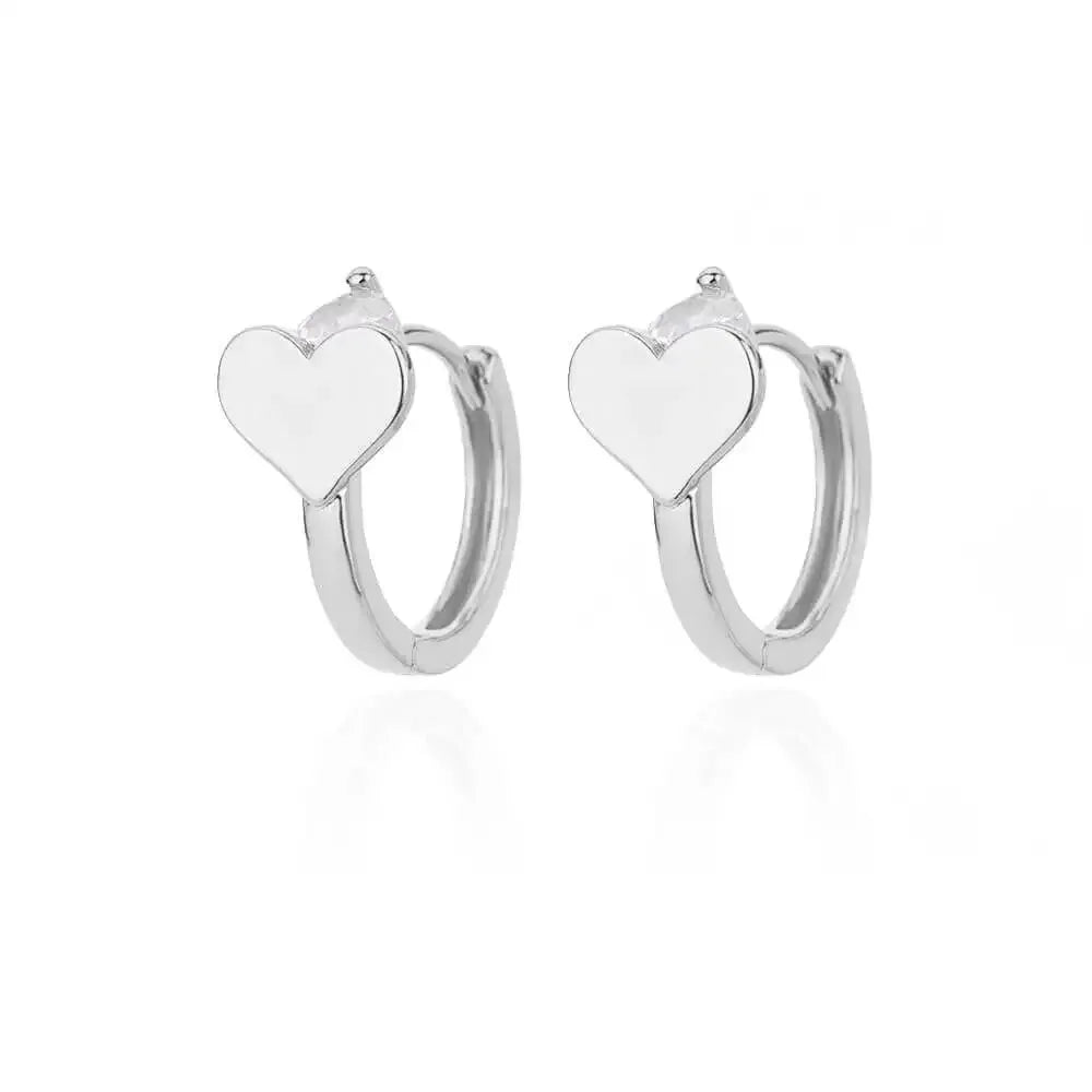 Hollow Zircon Heart Earrings For Women Stainless Steel Gold Color.