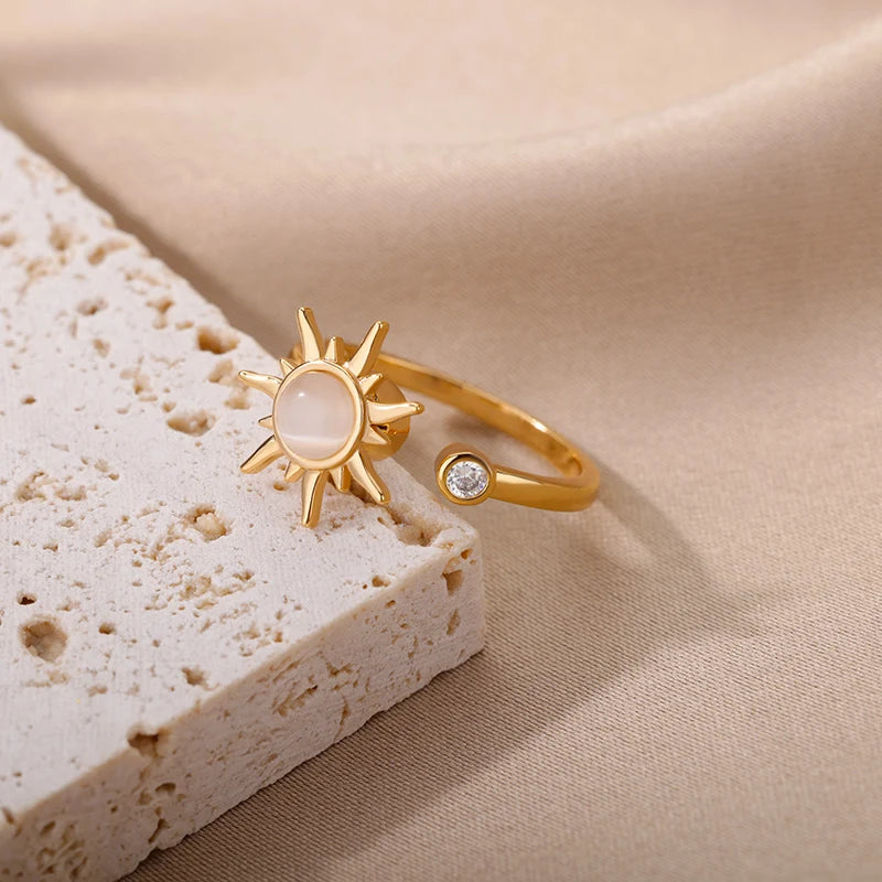 Sun Opal Rotator Ring