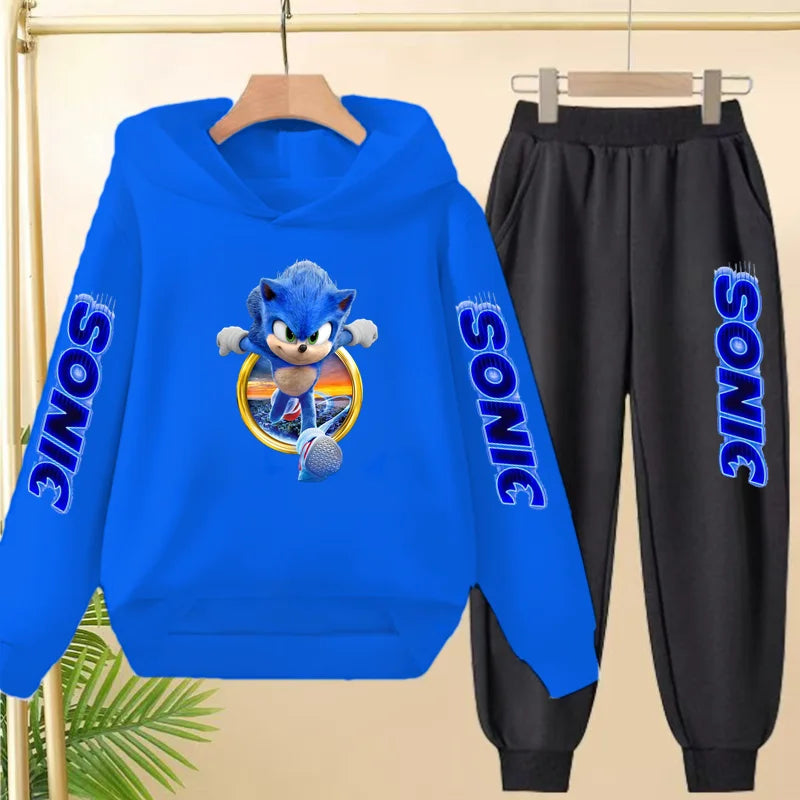 Kids 3-12Yrs Autumn Hoodie Anime Products Clothing Sports Pullover Sweatshirt+Pants Two-Piece Set Boys Girls Toddler Leisure Set