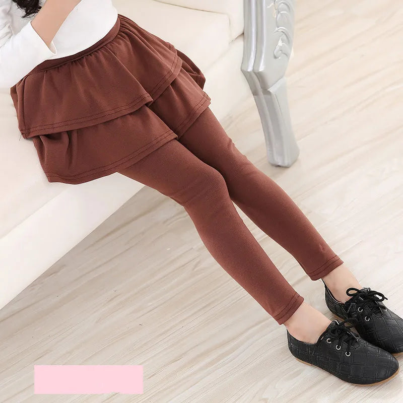 Kids Leggings for Toddler Baby Girls Pants Spring Autumn Fake Two Skirt-Pants Children Trousers Cotton Legging 2-10 Y