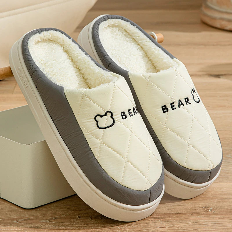 Women's Men's Thick Soft Bottom Home Slippers Household Plush Slippers Anti-slip Thermal Slippers Indoor Winter Couples Shoes