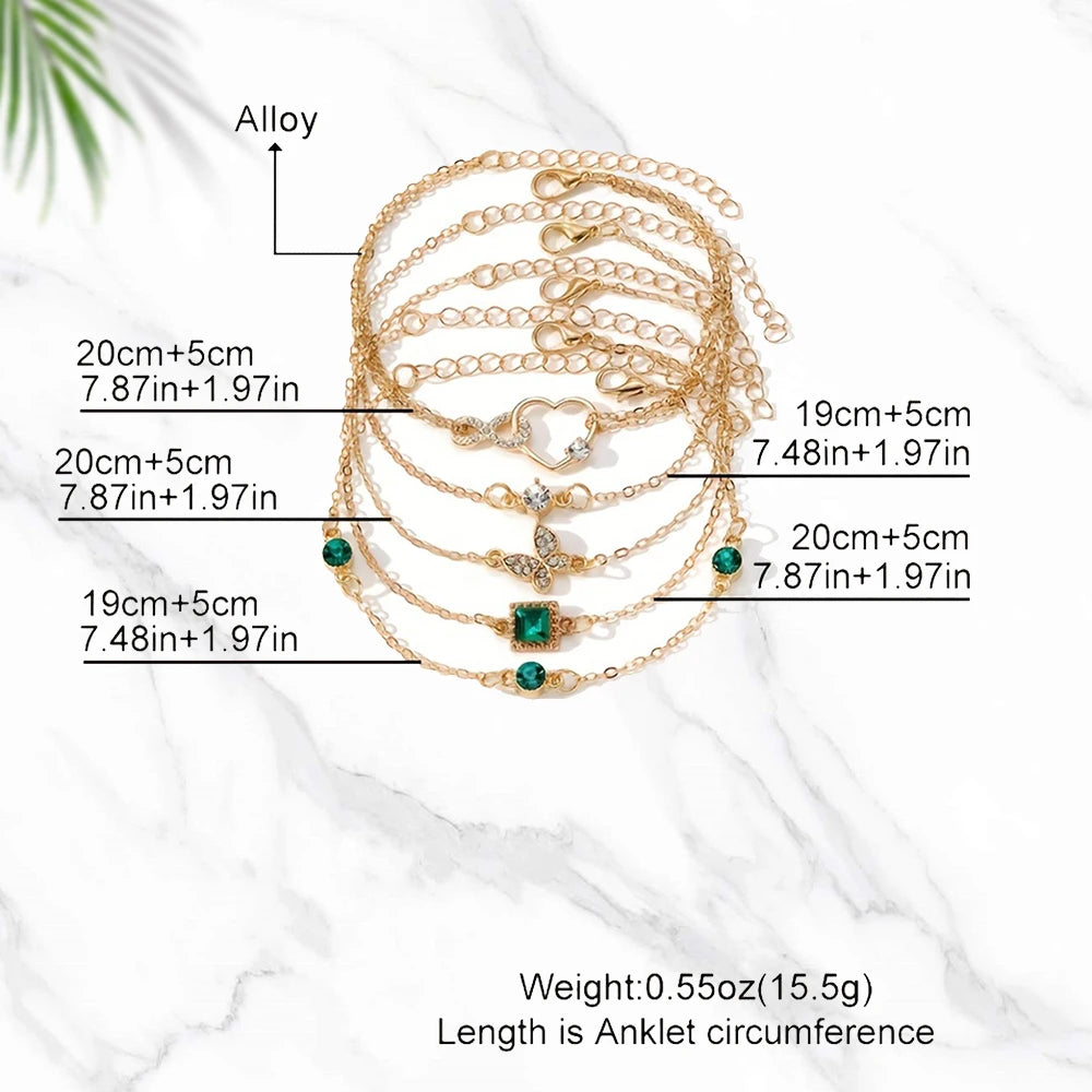 Eterna Set -5pcs Vintage-Inspired Bracelet Set with Sparkling Rhinestones -