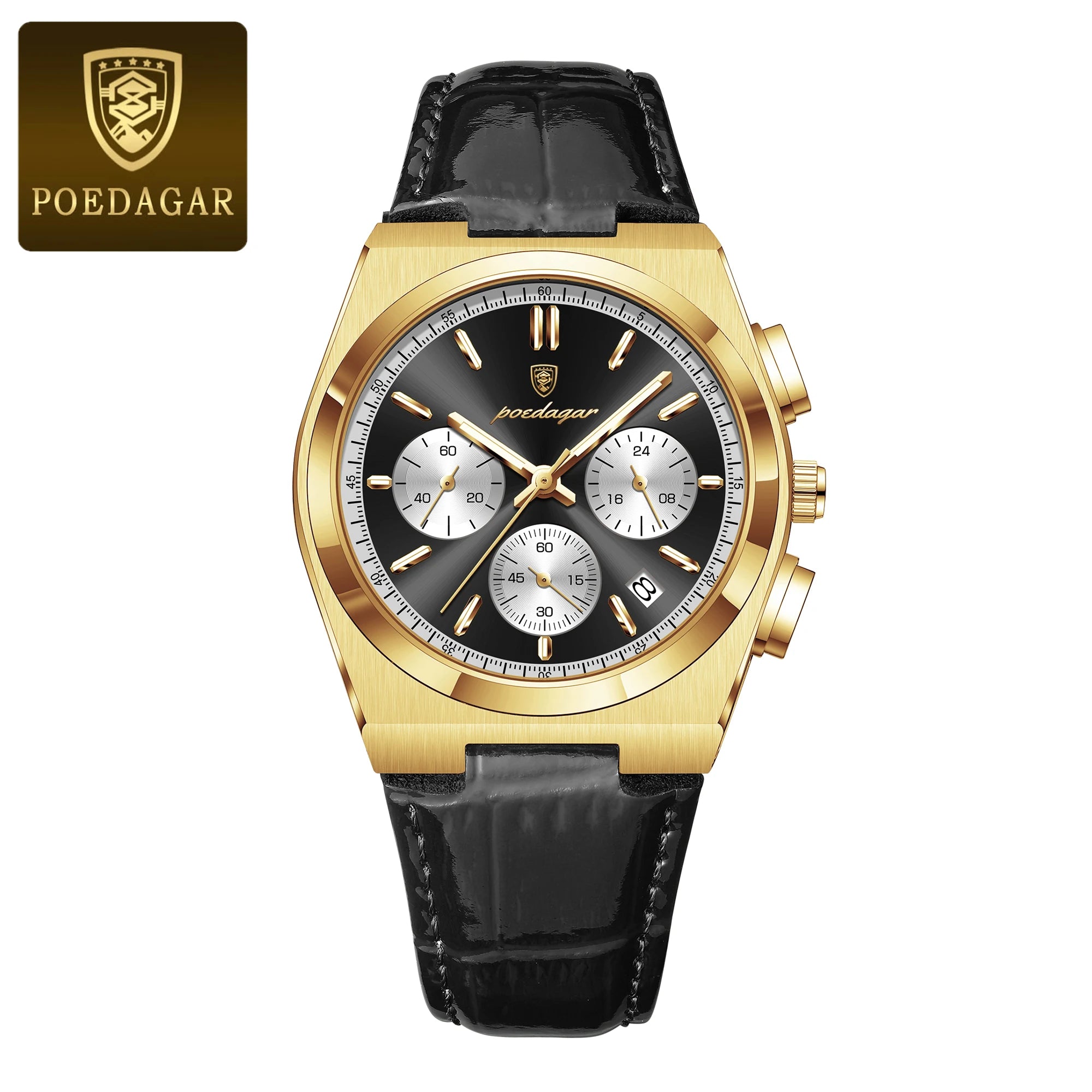 POEDAGAR Top Fashion Male Watch Waterproof Luminous Chronograph Date Quartz Men Wristwatch Leather Luxury Military Men's Watches
