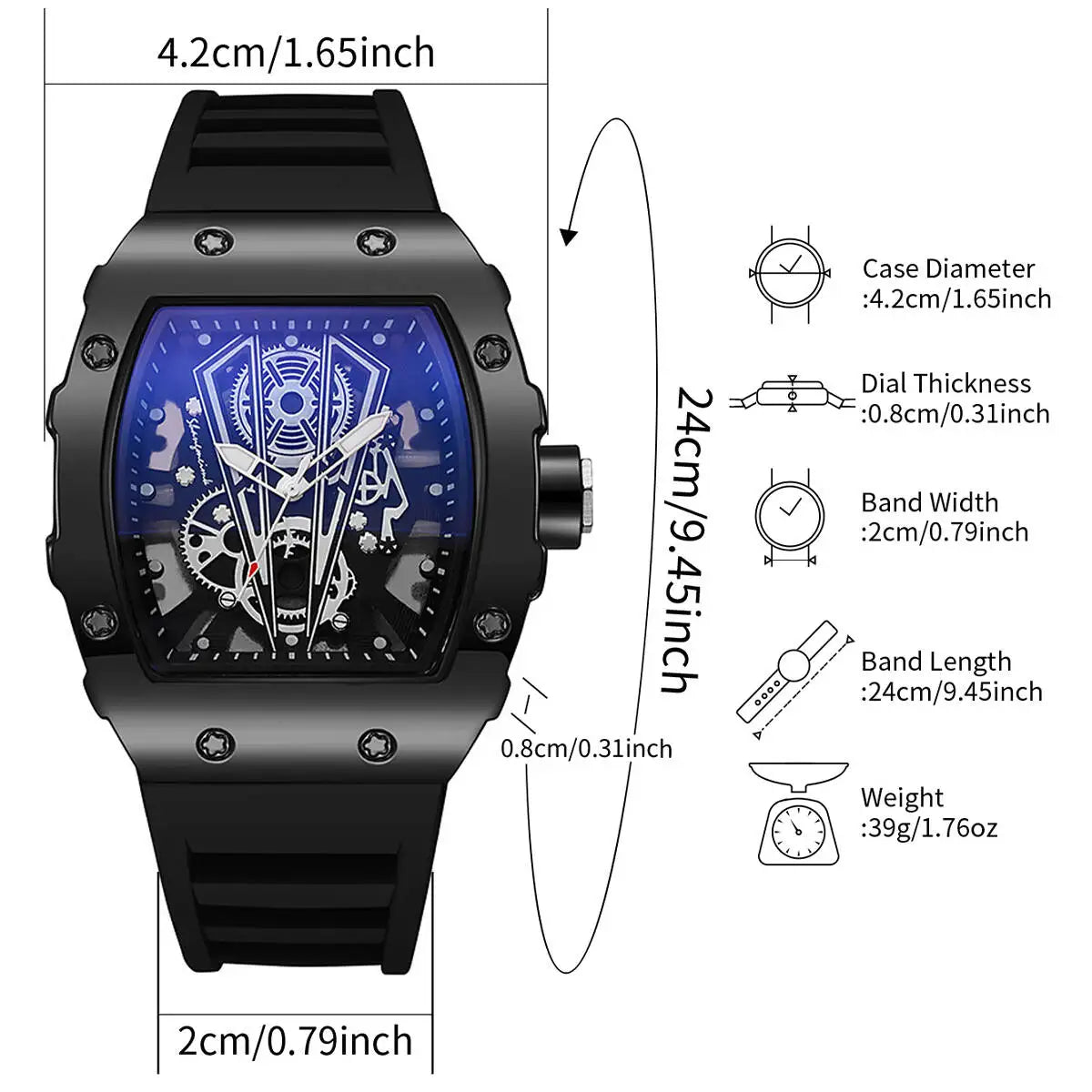 1/2PCS Luxury Large Dial Men Quartz Watches