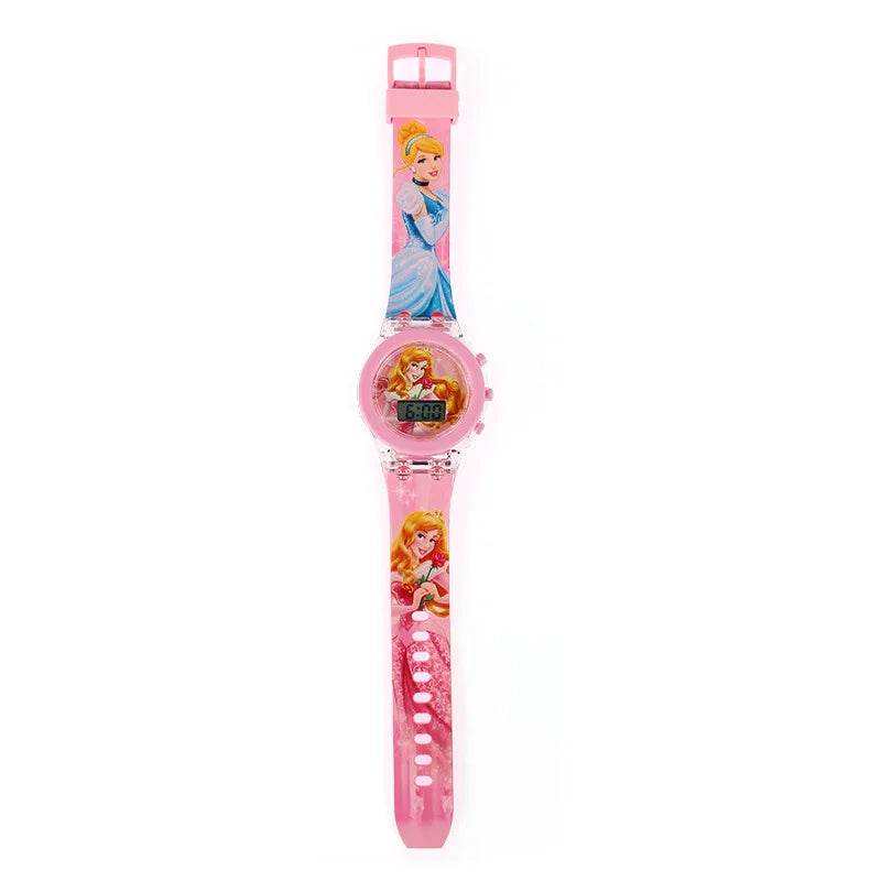 Cartoon unicorn Children Watches for kids Collection Digital Electronic Flash Glow Up Light Colourful mickey mouse Girls Clock