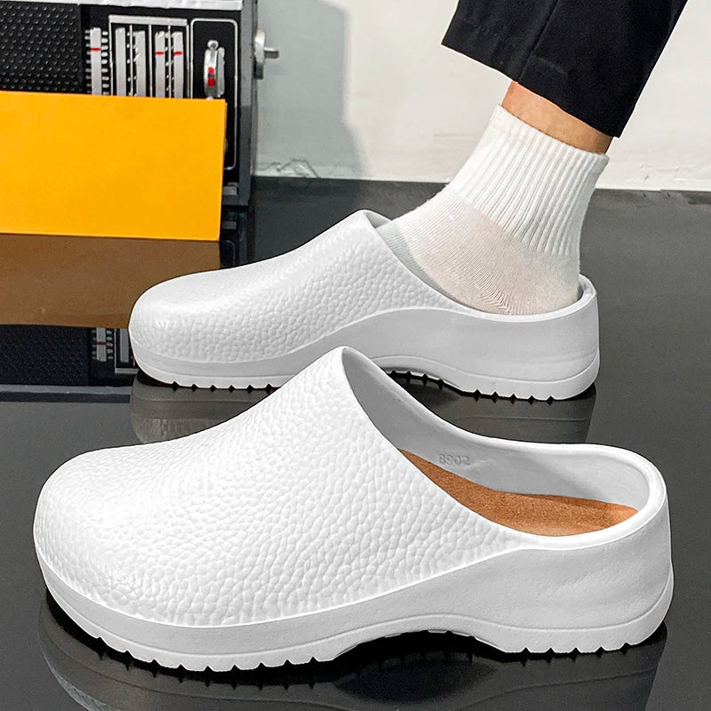 Men's and Women's Summer Breathable, Waterproof, Non-Slip Kitchen Shoes, Slip-On Beach Shoes, Toe-Toe Sandals and Slippers