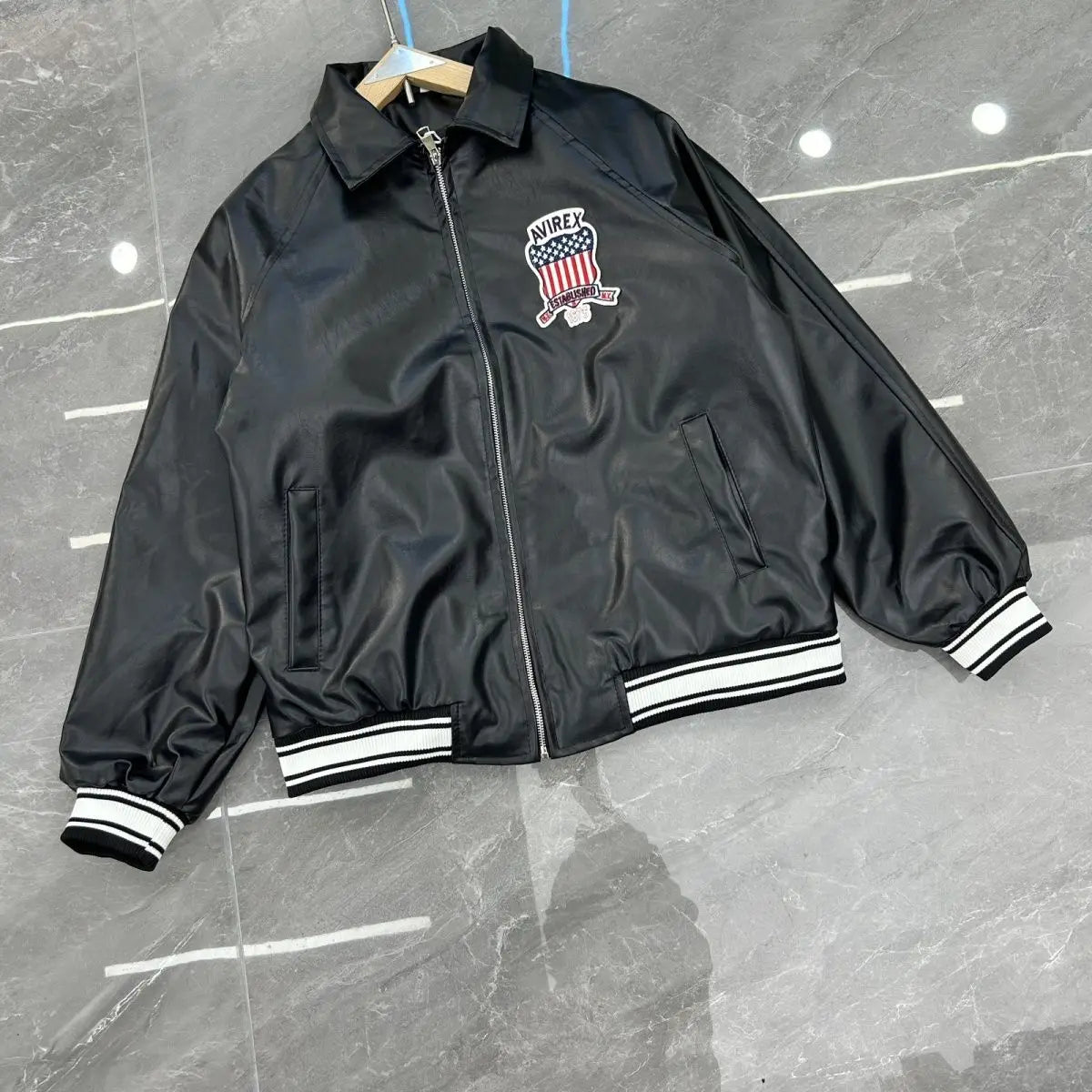 Hip hop american functional style letter embroidered leather jacket loose couple short winter jacket men y2k men clothing