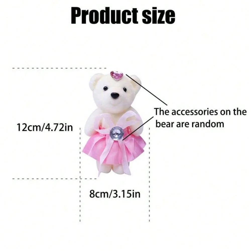 10pcs/Pack 12CM Couple Bear Flower Bouquet Dolls Mini Foam Teddy Bears Plush DIY Valentines Flower Gifts Packaging Accessor part