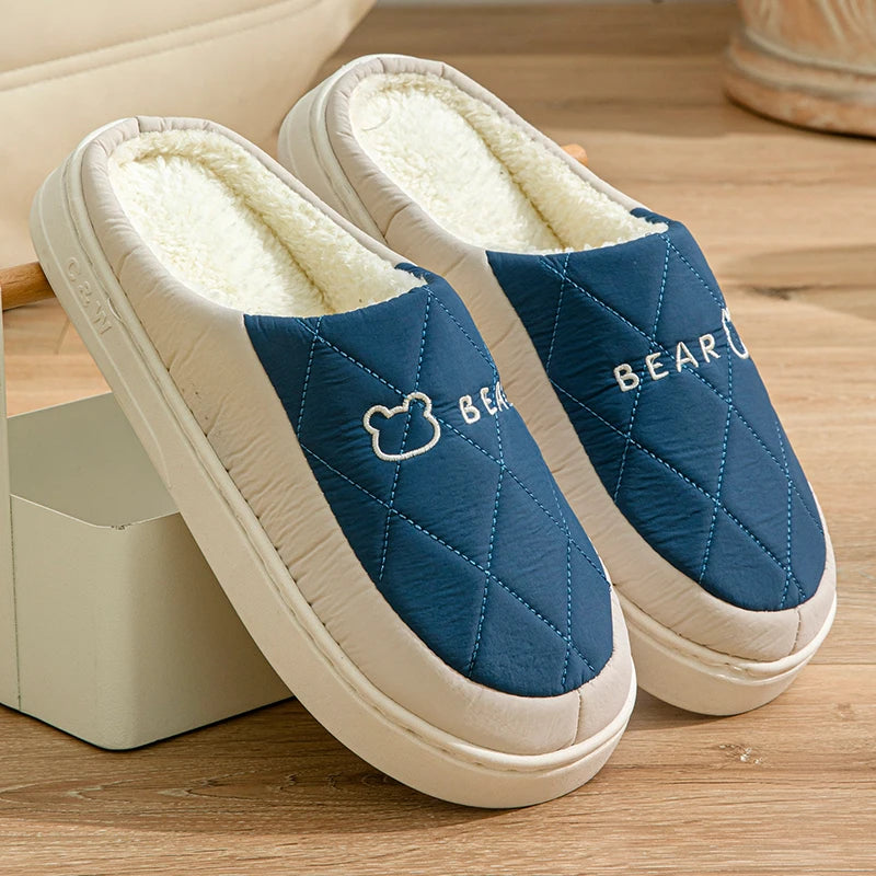 Women's Men's Thick Soft Bottom Home Slippers Household Plush Slippers Anti-slip Thermal Slippers Indoor Winter Couples Shoes
