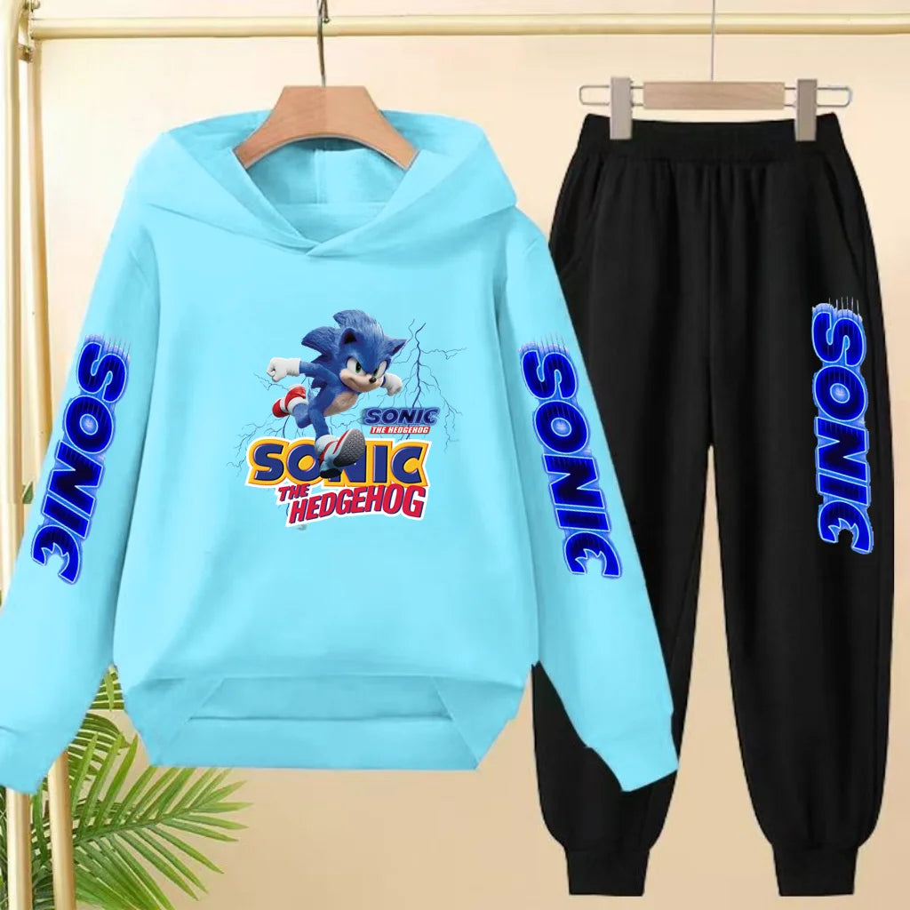 Kids 3-12Yrs Autumn Hoodie Anime Products Clothing Sports Pullover Sweatshirt+Pants Two-Piece Set Boys Girls Toddler Leisure Set