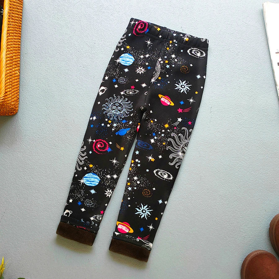 Autumn Winter Print Flowers Thick Warm Kids Toddler Baby Girls Leggings Children's Pants