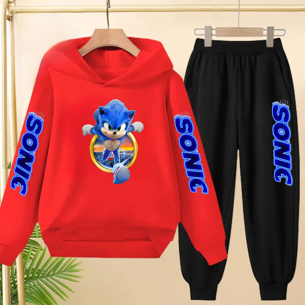 Kids 3-12Yrs Autumn Hoodie Anime Products Clothing Sports Pullover Sweatshirt+Pants Two-Piece Set Boys Girls Toddler Leisure Set