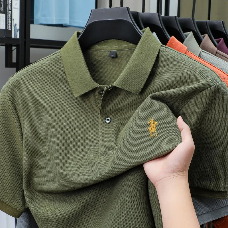 100% pure cotton fashion luxury brand pony embroidered comfortable POLO shirt for summer mens new striped exquisite short sleeve