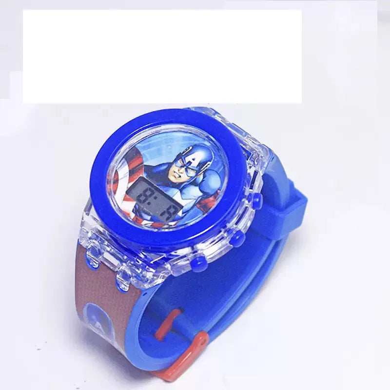 Flash Light Spiderman Kids Watches For Boys Cartoon shark  Children Watch Girls Student Digital Clock Gifts Toy