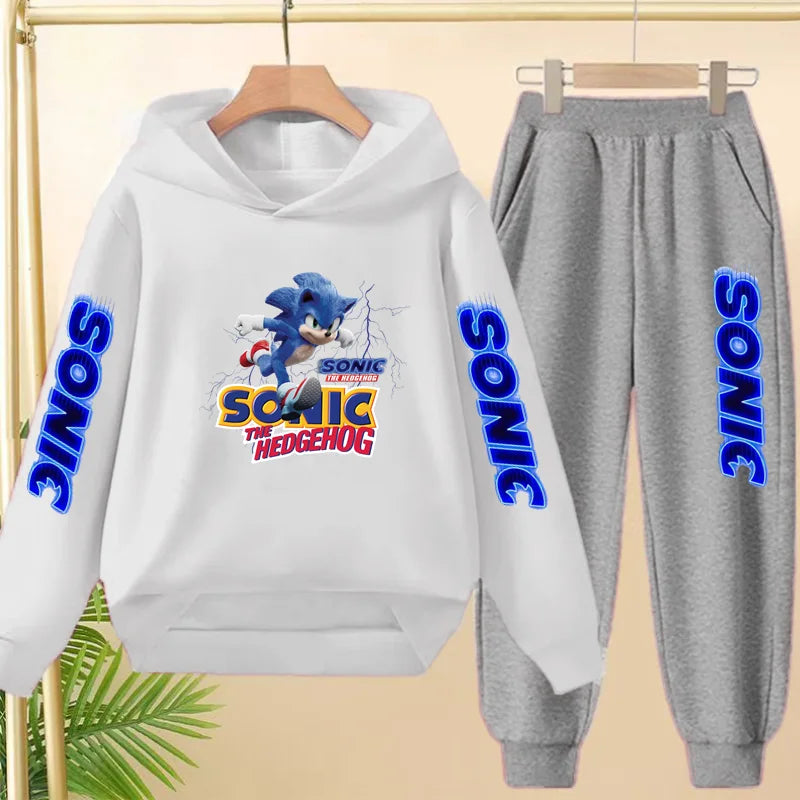 Kids 3-12Yrs Autumn Hoodie Anime Products Clothing Sports Pullover Sweatshirt+Pants Two-Piece Set Boys Girls Toddler Leisure Set