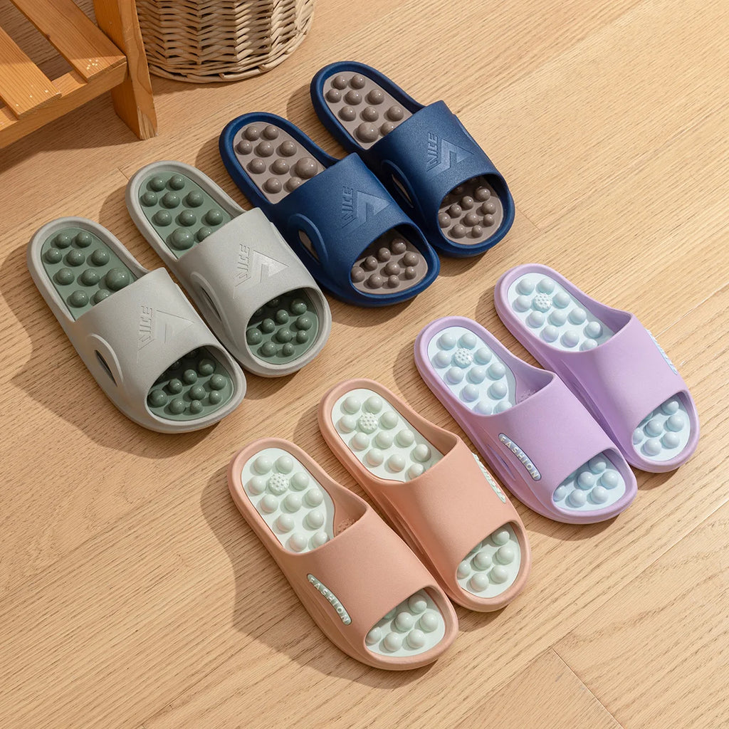 Summer Women Massage Slippers PVC Non-slip Unisex Home Slippers Comfortable Lightweight Indoor Outdoor Slides