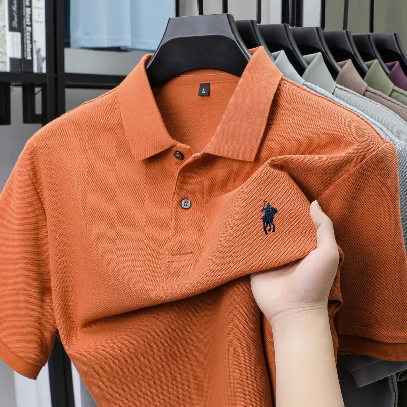 100% pure cotton fashion luxury brand pony embroidered comfortable POLO shirt for summer mens new striped exquisite short sleeve