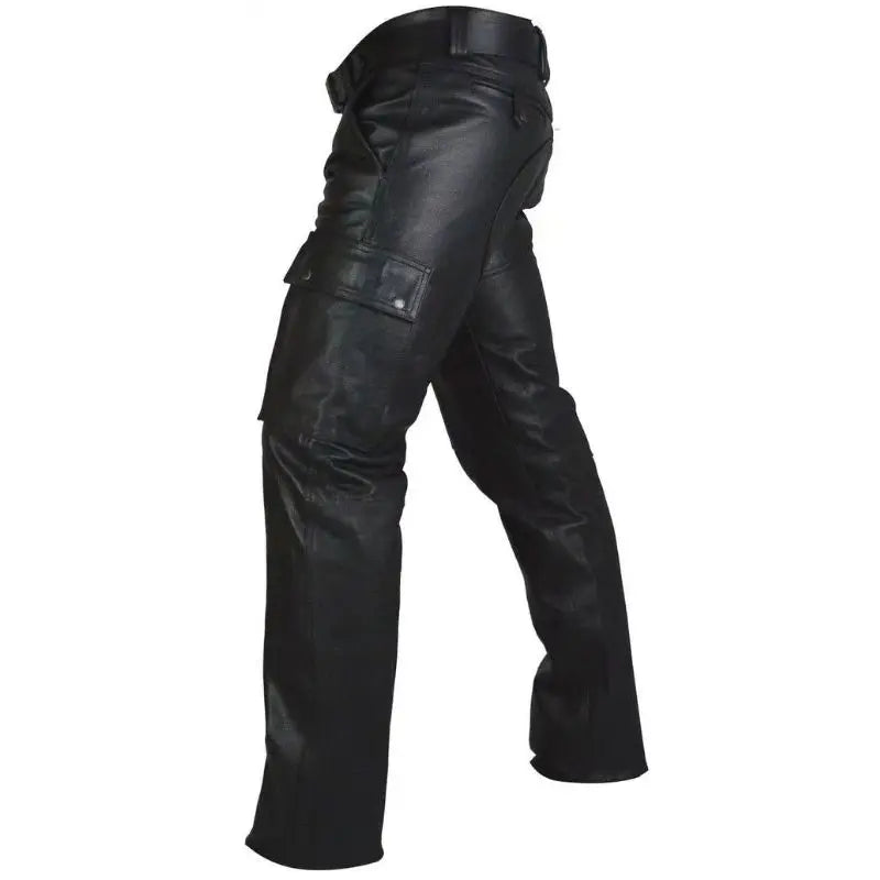 Spring Fashion Men's Fashion Rock Style PU Leather Pants Men's faux leather slim-fit motorcycle trousers