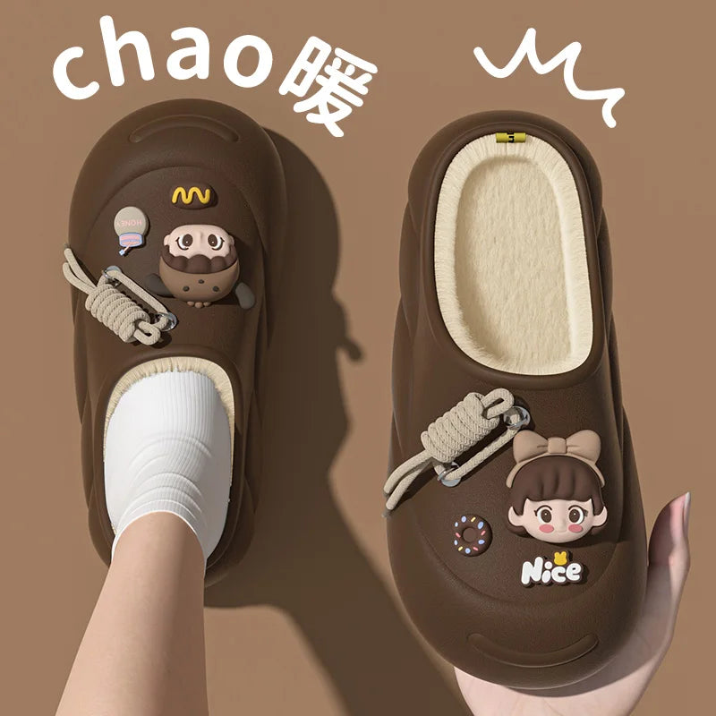 Cute Girl Eva Warm Winter Women Slippers 2024 Home Cotton Shoes Sweet Women's Slippers For Home
