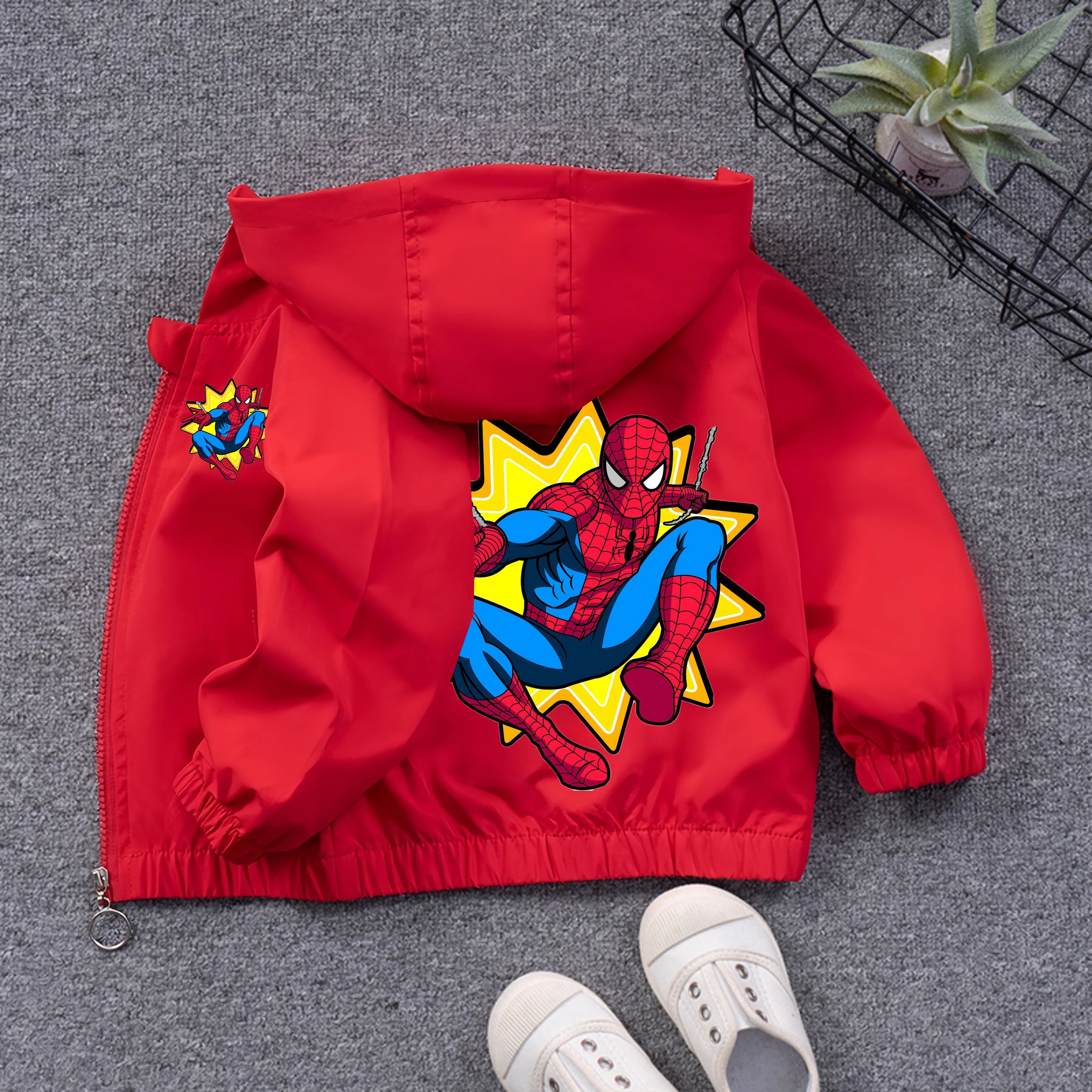 Boys' Casual Cardigans, Children's Jackets, Spider Man Hooded Tops, Windbreakers, Clothing Jackets
