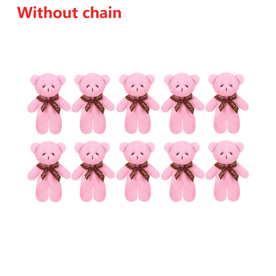 10pcs/Pack 12CM Couple Bear Flower Bouquet Dolls Mini Foam Teddy Bears Plush DIY Valentines Flower Gifts Packaging Accessor part