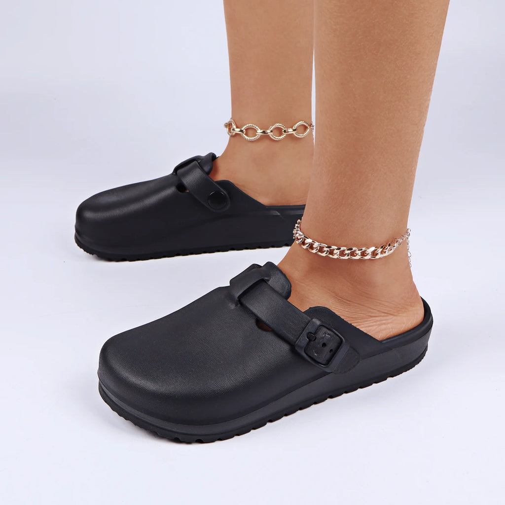 House slippers Adjustable Buckle EVA Women's Slippers Lightweight Closed Toe Indoor Slides Soft Sole Platform Sandals