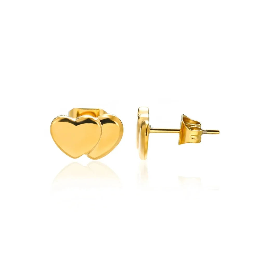 Hollow Zircon Heart Earrings For Women Stainless Steel Gold Color.