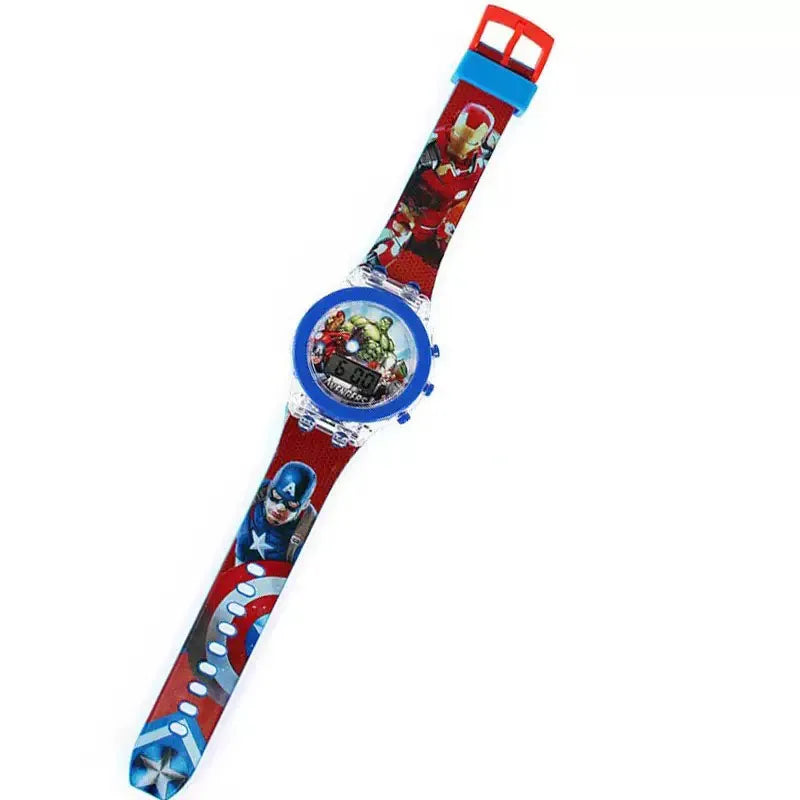 Flash Light Spiderman Kids Watches For Boys Cartoon shark  Children Watch Girls Student Digital Clock Gifts Toy