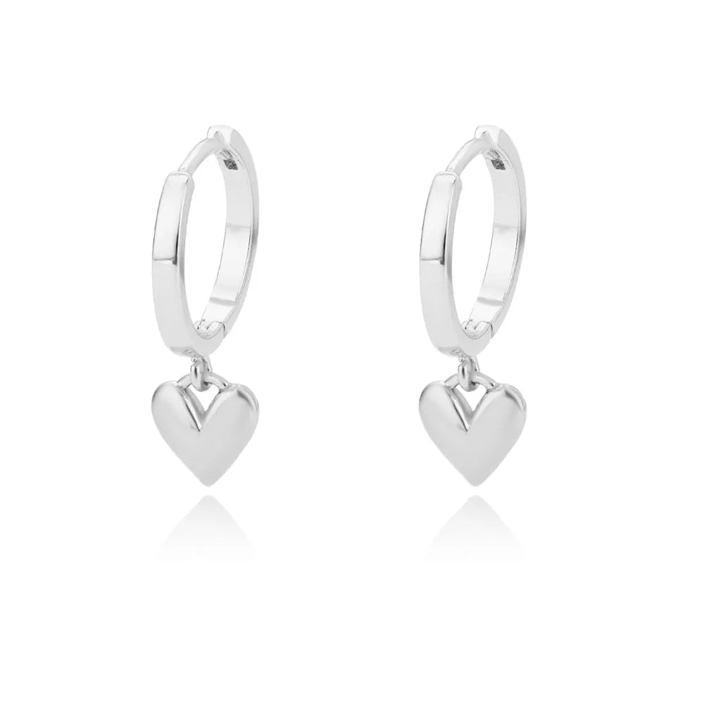 Hollow Zircon Heart Earrings For Women Stainless Steel Gold Color.