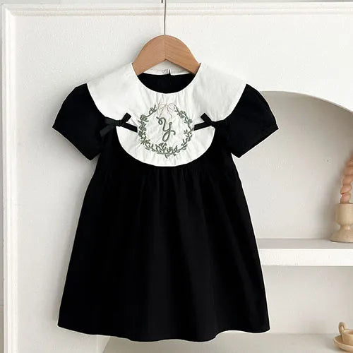 2025 New Summer Sister Clothing 1-6Yrs Kids Princess Dresses Short Sleeved Cotton Print Baby Girl Birthday Party Wedding Dress