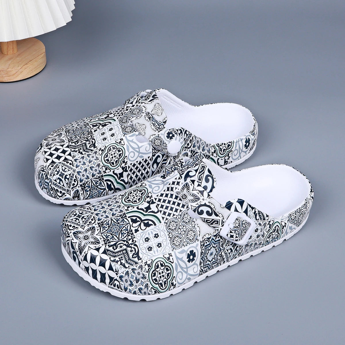 Women's Eva Close-Toe Slippers Adjustable Buckle Comfortable Platform Heels Indoor Shoes Home Wear