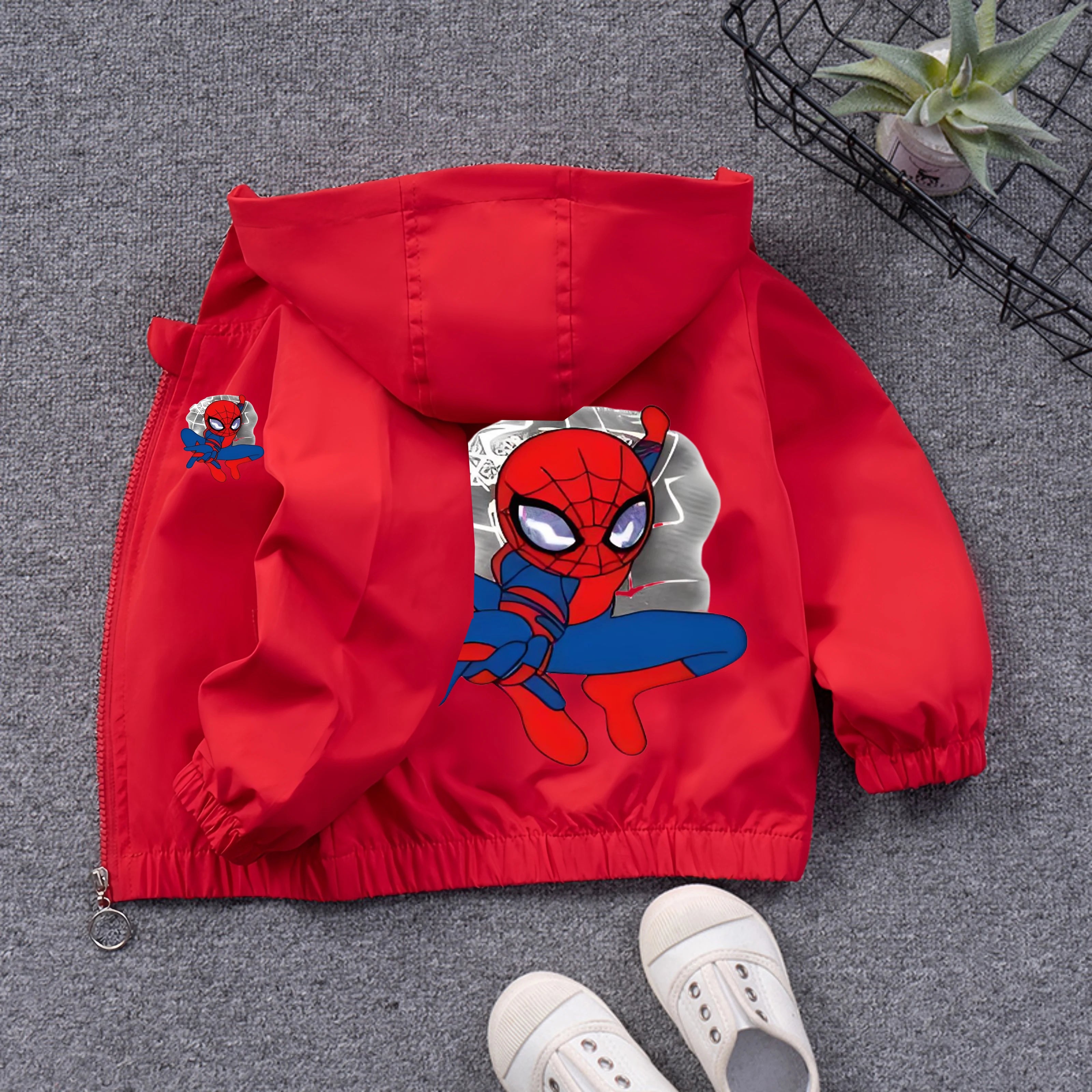 Boys' Casual Cardigans, Children's Jackets, Spider Man Hooded Tops, Windbreakers, Clothing Jackets