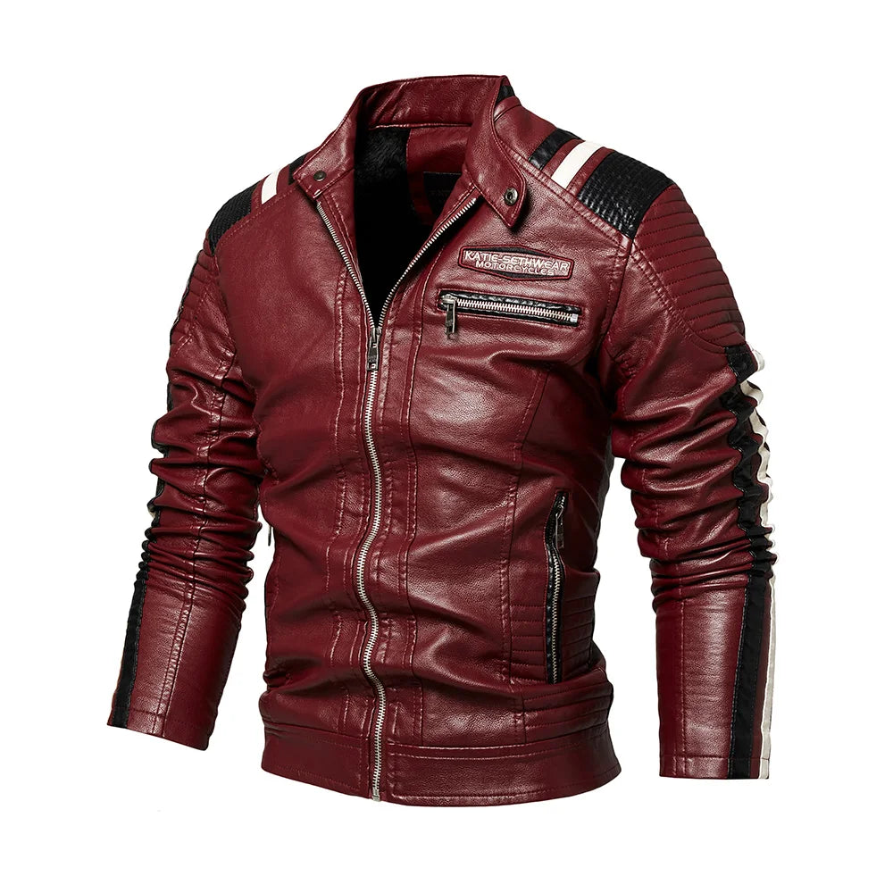 Men's Faux Leather Jacket Motorcycle Jacket Waterproof Windproof PU Moto Vintage Bomber